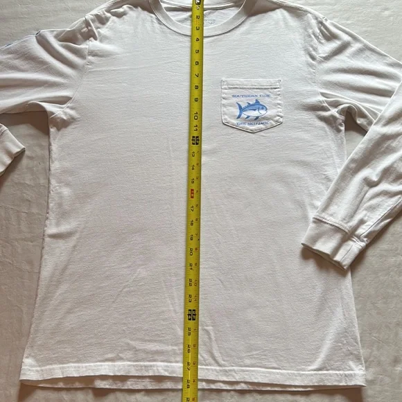 Southern Tide The Skipjack Long Sleeve Tee in Bright White/Carolina Blue, Size M - Picture 8 of 12